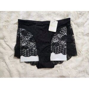 NEW Rene Rofe Sexy Black Stretch Lace Cheeky Lingerie Panties Hi Waist Size 6